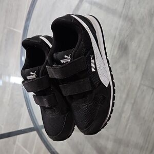 PUMA Runner Straps Mesh Suede Black V2 Toddler Boys Shoes Size  13.5